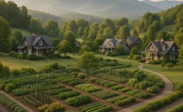 Blackberry Farm scenic view with mountains and cottages