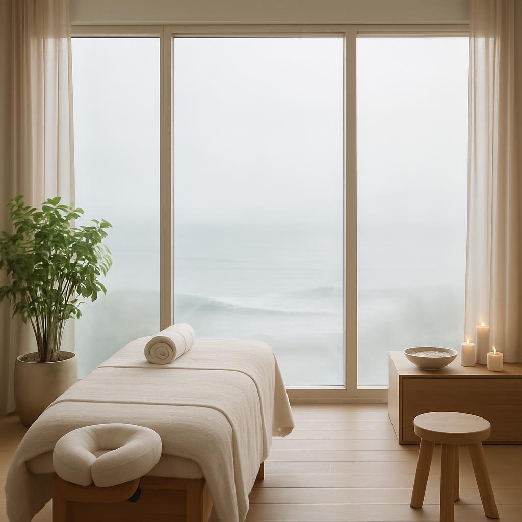 Spa room with ocean view and ocean haze ambiance
