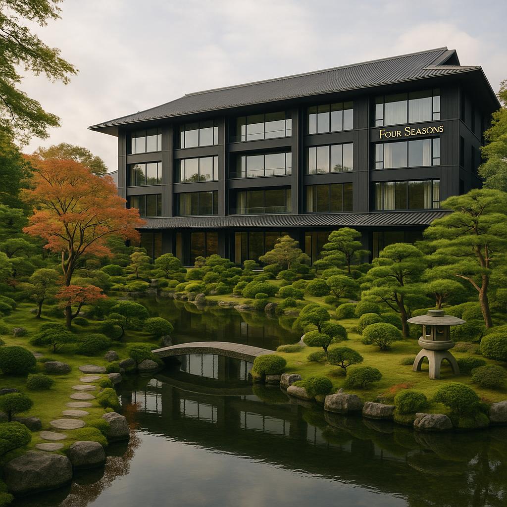 Four Seasons Hotel Kyoto exterior with Japanese garden