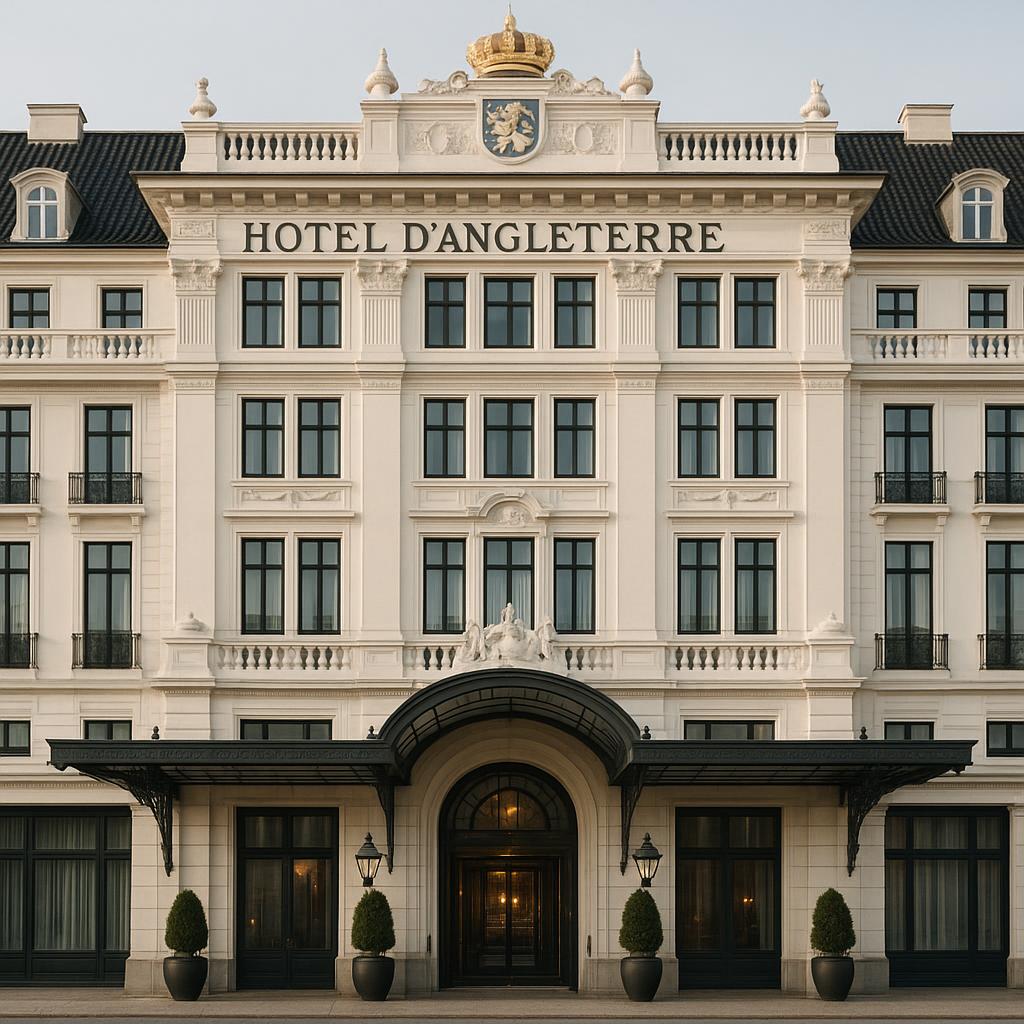 Hotel d'Angleterre entrance with classic architecture in Copenhagen