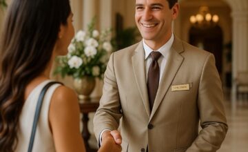 One&Only One Za'abeel concierge warmly greeting guest in lobby