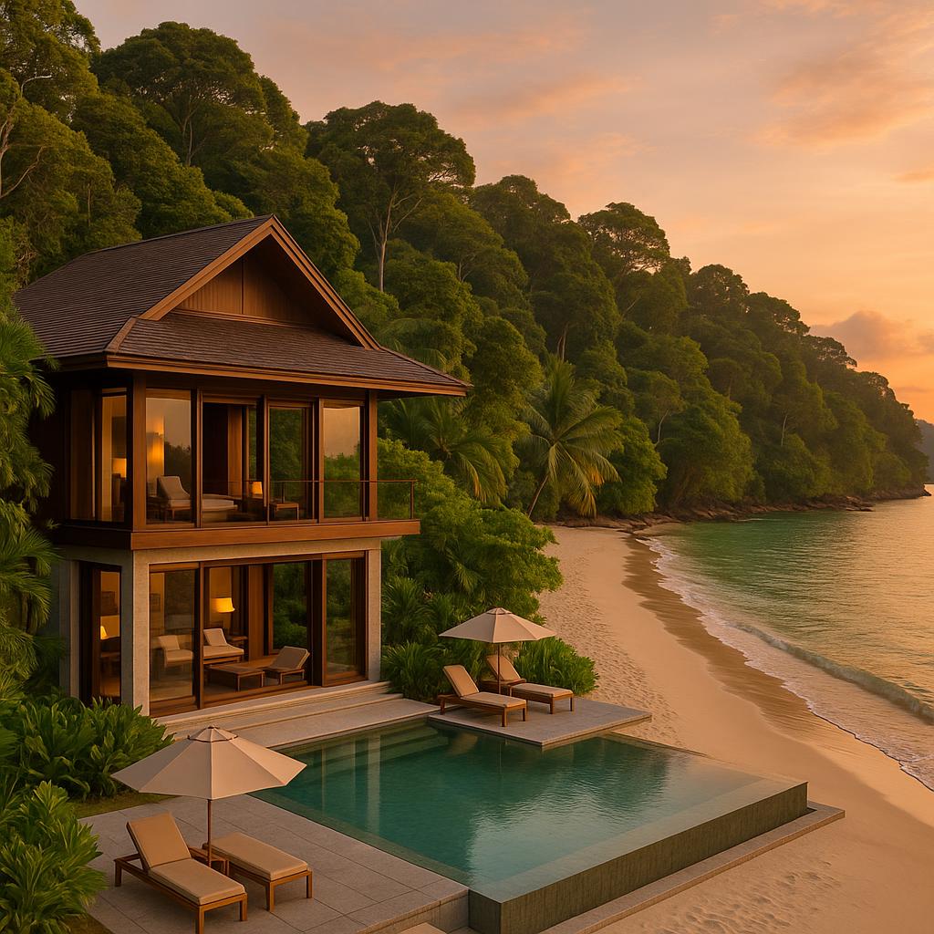 Luxury beachfront villa at The Datai Langkawi nestled between rainforest and beach