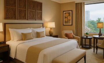 Modernized elegant guest room at The Peninsula Manila