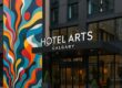 Front entrance of Hotel Arts Calgary showcasing its contemporary art and boutique style