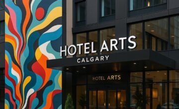 Front entrance of Hotel Arts Calgary showcasing its contemporary art and boutique style