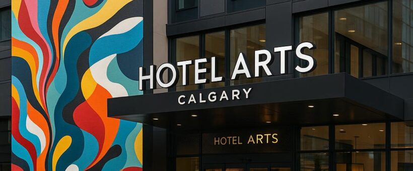 Front entrance of Hotel Arts Calgary showcasing its contemporary art and boutique style