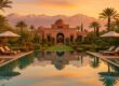 Infinity pool with Atlas Mountains sunset view at Mandarin Oriental Marrakech